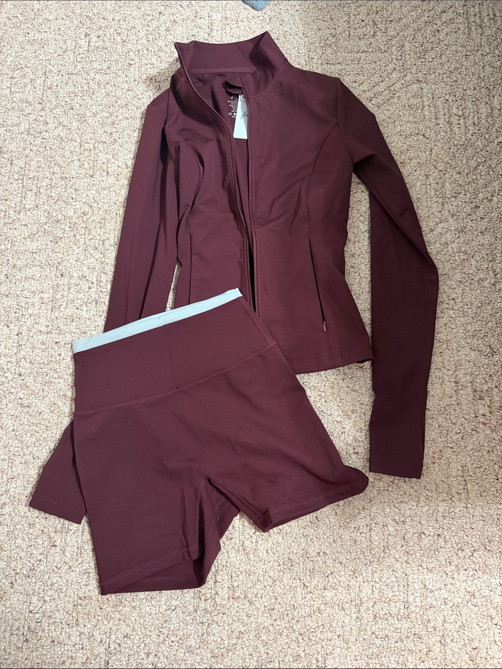 High-Rise Maroon Bike Shorts - Performance Women's Activewear
